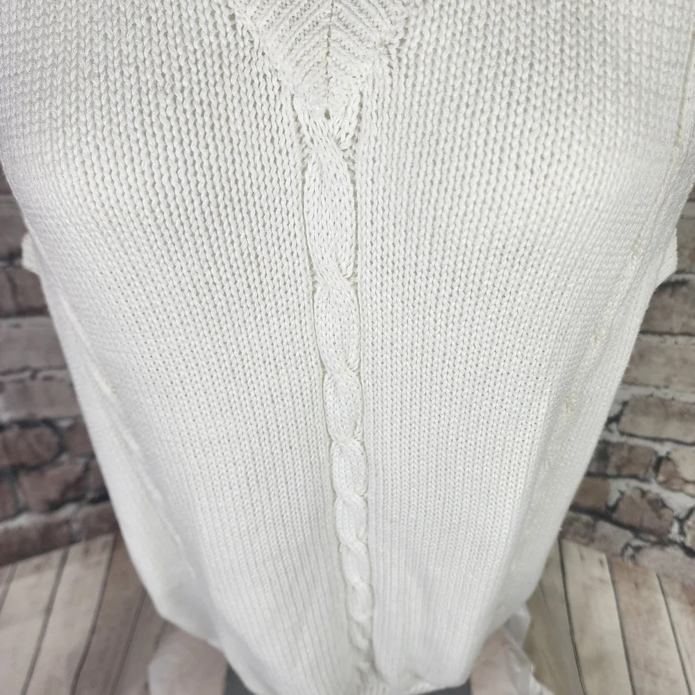 Vintage Abercrombie & Fitch Cotton Cable Knit VNeck Sweater Vest Ivory Large - Picture 6 of 15